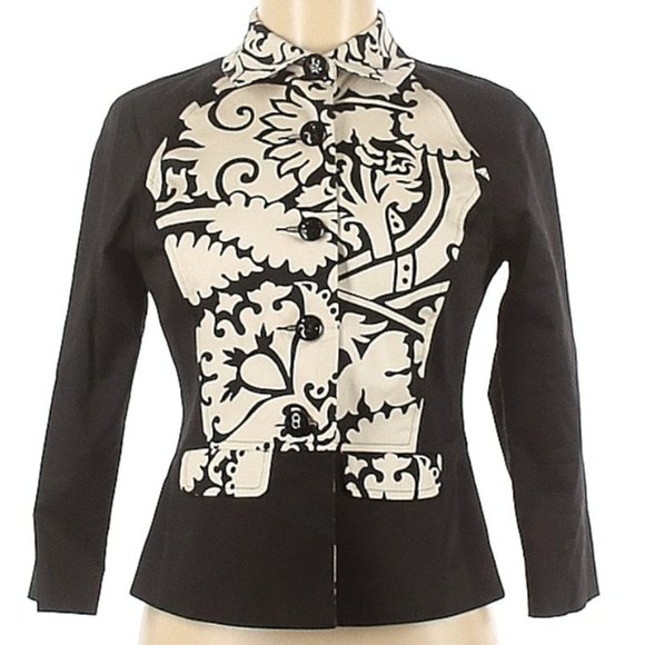 Onque Casuals Floral Print Tailored Cotton Blazer 2 - Picture 3 of 7